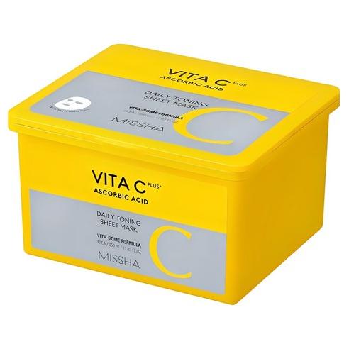 MISSHA Vita C Plus Daily Toning Sheet Mask – 350ml / 30 Sheets | Brightening & Pore-Care with Vitamin C Product image