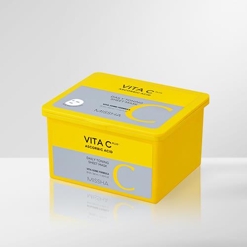 MISSHA Vita C Plus Daily Toning Sheet Mask – 350ml / 30 Sheets | Brightening & Pore-Care with Vitamin C Product image