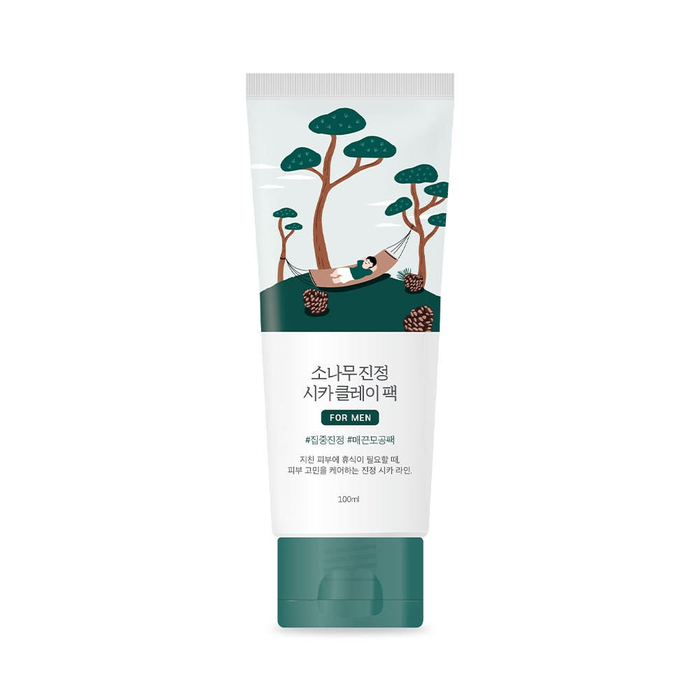 Round Lab For Men Pine Calming Cica Clay Pack – 100ml | 2-Minute Pore Detox for Oily, Troubled Skin Product image