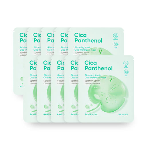 BANILA CO Blooming Youth Cica Panthenol Mask – 22ml x 10 Count | Instant Soothing & Hydration Mask Set Product image