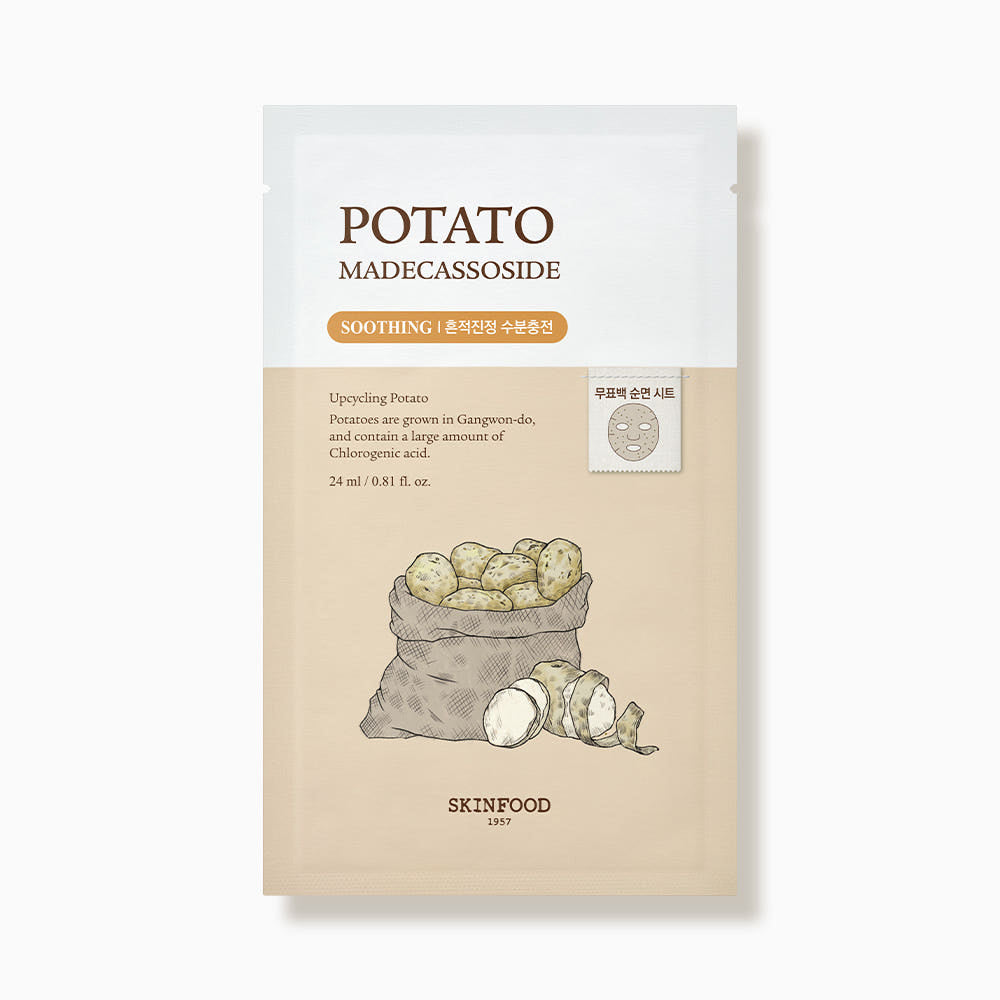 SKINFOOD Potato Madecassoside Mask Sheet – 24ml x 10 Sheets | Soothing & Brightening Blemish Care Masks Product image