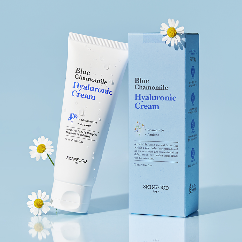 SKINFOOD Blue Chamomile Hyaluronic Cream – 70ml | 24-Hour Hydration & Soothing Moisturiser Product image