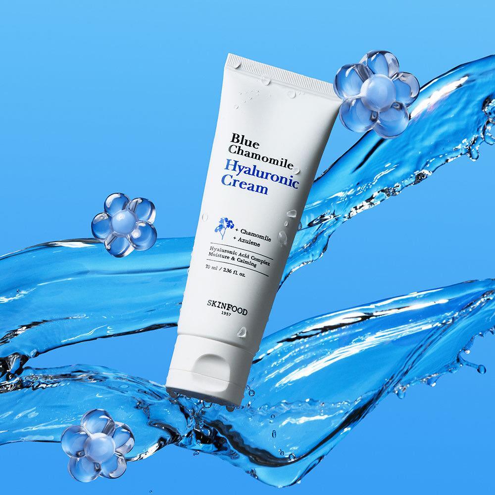 SKINFOOD Blue Chamomile Hyaluronic Cream – 70ml | 24-Hour Hydration & Soothing Moisturiser Product image