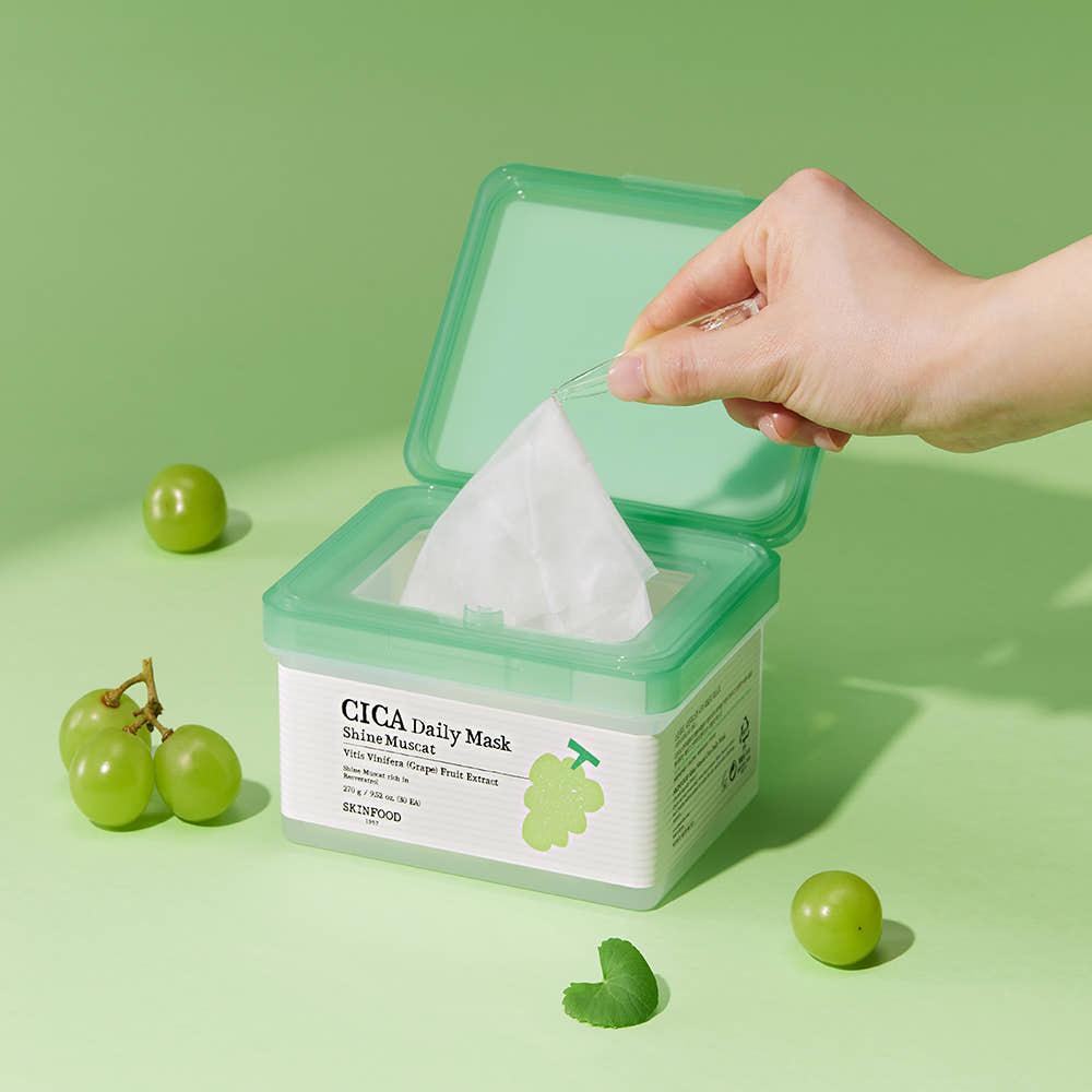 SKINFOOD Shine Muscat Cica Daily Mask – 270g / 30 Sheets | Soothing & Hydrating Sheet Masks for Daily Use Product image