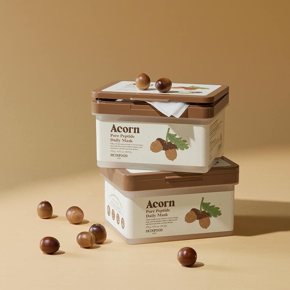 SKINFOOD Acorn Pore Peptide Daily Mask – 270g / 30 Sheets | Daily Pore Tightening & Firming Mask with Acorn & Peptides Product image