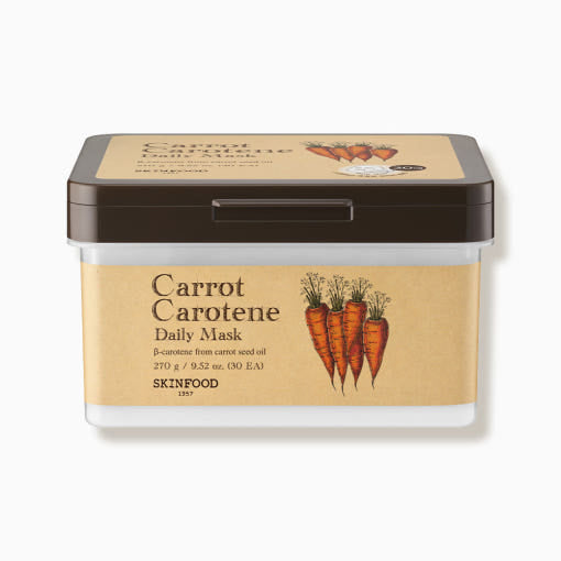 SKINFOOD Carrot Carotene Daily Mask Sheet – 270g / 30 Sheets | Soothing Daily Hydration with Carrot Extract Product image