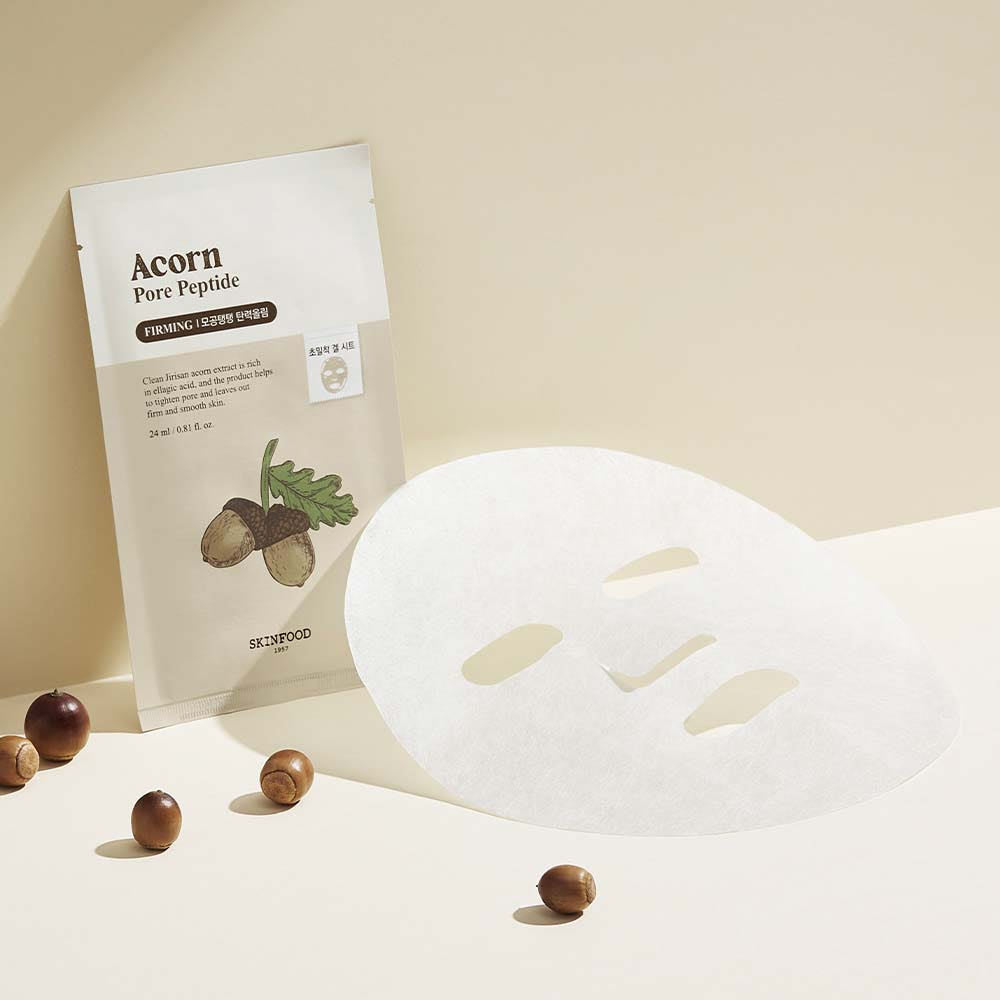 SKINFOOD Acorn Pore Peptide Mask – 24ml x 10 Sheets | Daily Pore Care & Hydration with Acorn Extract & Peptides Product image
