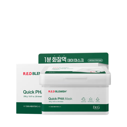 Dr.G RED BLEMISH Quick PHA Mask Sheet – 280g (30 Sheets) | 1-Minute Soothing & Texture-Smoothing Daily Mask for Sensitive Skin Product image