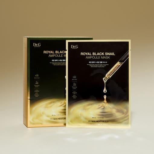 Dr.G Royal Black Snail Ampoule Mask Sheet – 30g x 10 Sheets | Brightening & Anti-Wrinkle Vegan Mask with Honey Glow & Snail Extract Product image