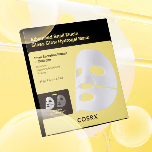 COSRX Advanced Snail Mucin Glass Glow Hydrogel Mask – 34g x 3ea | Hydrating Radiance-Boosting Sheet Mask Set Product image