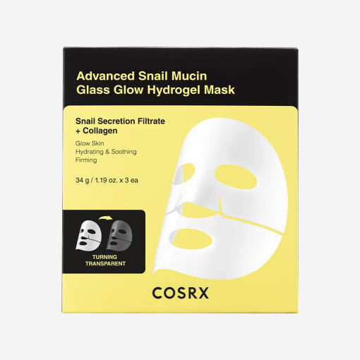 COSRX Advanced Snail Mucin Glass Glow Hydrogel Mask – 34g x 3ea | Hydrating Radiance-Boosting Sheet Mask Set Product image