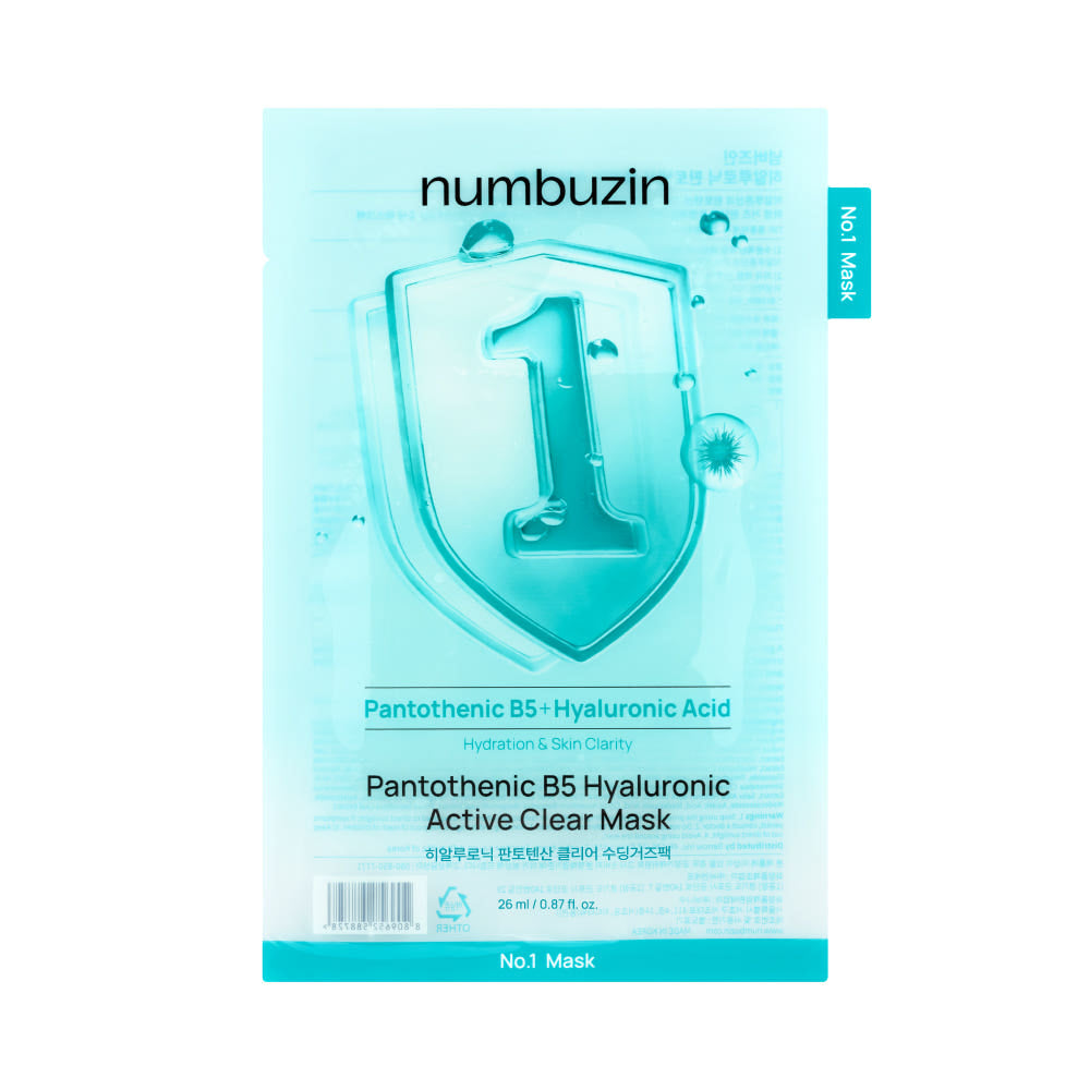 numbuzin No.1 Pantothenic B5 Hyaluronic Active Clear Mask – 26ml x 10 Sheets | Deep Moisture & Acne-Friendly Calming Care Product image