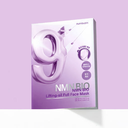 numbuzin No.9 NMN BIO Lifting-sil Full Face Mask – 4 Sheets | Instant Lifting Mask with NMN, NAD, ATP + Bonus Fabric Lifting Band Product image