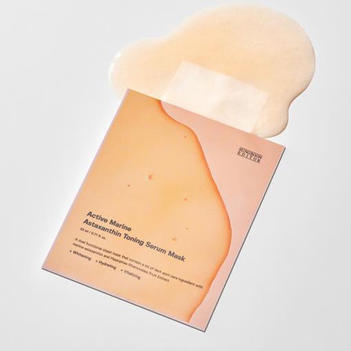 SUNGBOON EDITOR Active Marine Astaxanthin Toning Serum Mask – 23ml x 10 Count | Brightening, Hydrating Sheet Mask for Dull & Sensitive Skin Product image