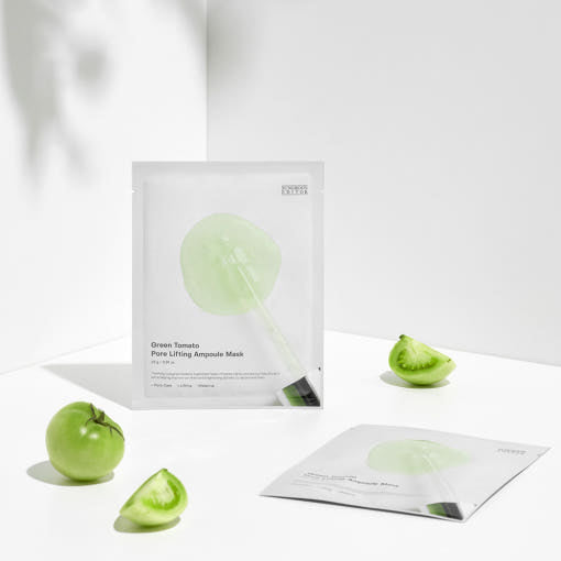 SUNGBOON EDITOR Green Tomato Pore Lifting Ampoule Mask – 23ml x 10 Count | Pore-Tightening & Brightening Sheet Mask with Peptides & Niacinamide Product image