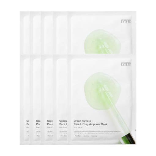 SUNGBOON EDITOR Green Tomato Pore Lifting Ampoule Mask – 23ml x 10 Count | Pore-Tightening & Brightening Sheet Mask with Peptides & Niacinamide Product image