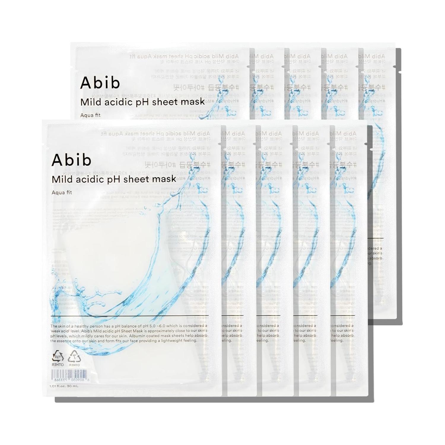 Abib Mild Acidic pH Sheet Mask Aqua Fit – Deep Hydration & Skin Balancing – 30ml x 10 Count Product image