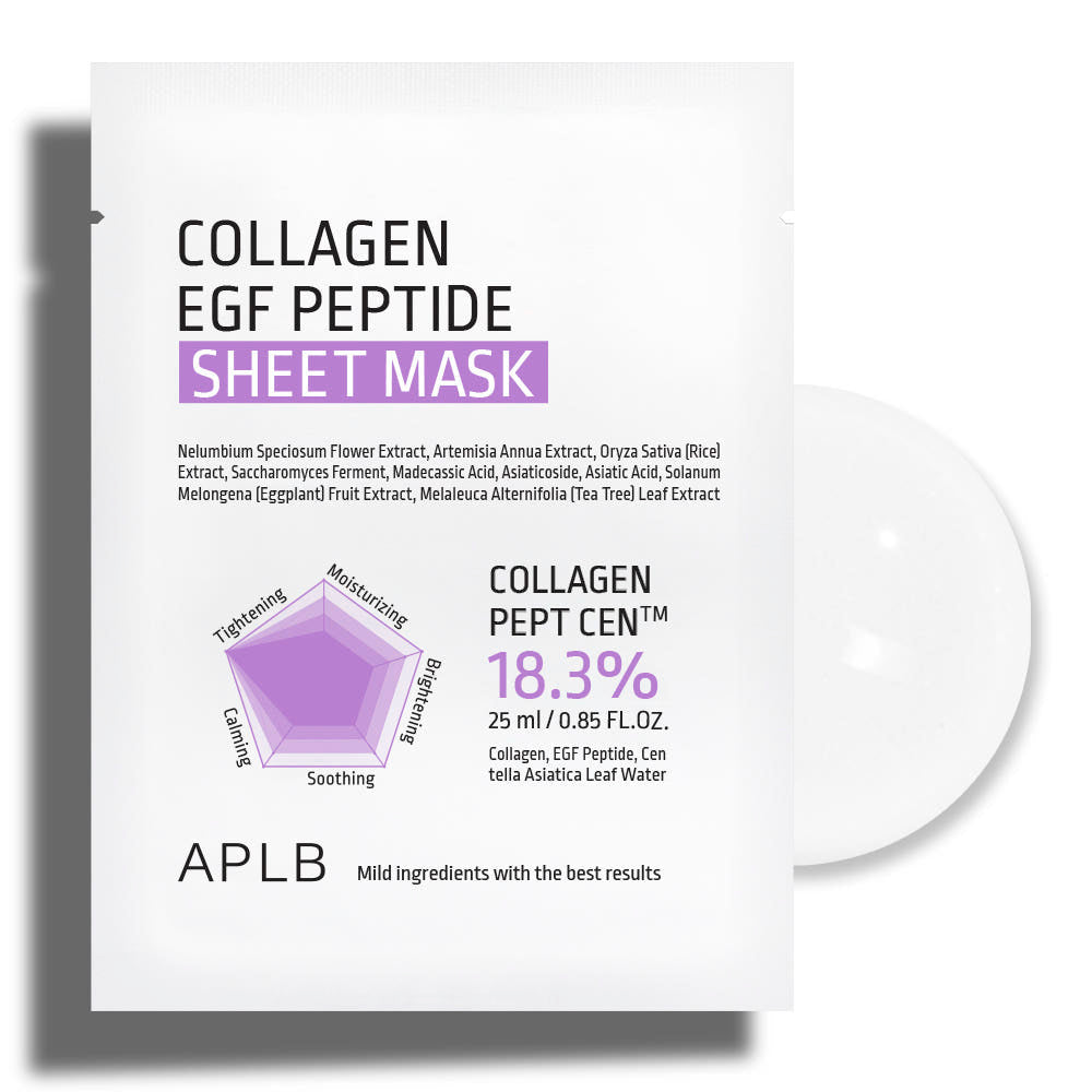 APLB Collagen EGF Peptide Sheet Mask – 25ml x 10 Count | Firming & Soothing Treatment for Dull, Sensitive Skin Product image