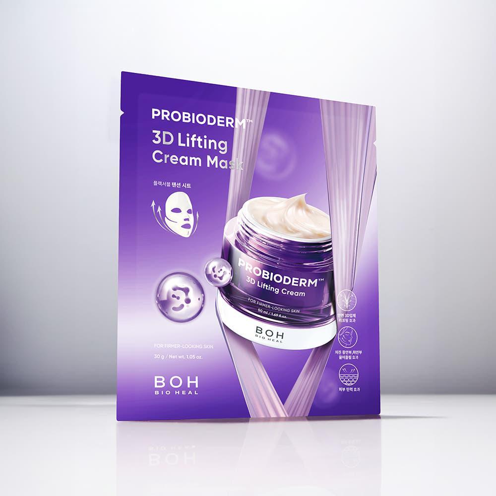 BIO HEAL BOH Probioderm 3D Lifting Cream Mask Sheet – 30g x 6 Count | Targeted Face Lifting & Firming Care Product image