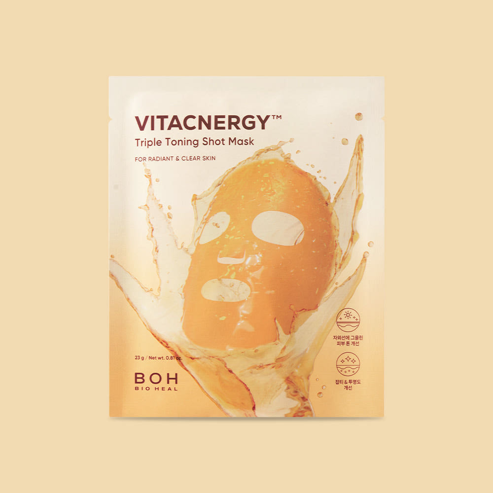 BIO HEAL BOH Vitacnergy Triple Toning Shot Mask – 23g x 5 Count | Vitamin C Brightening Sheet Masks for Dark Spots & Radiance Product image