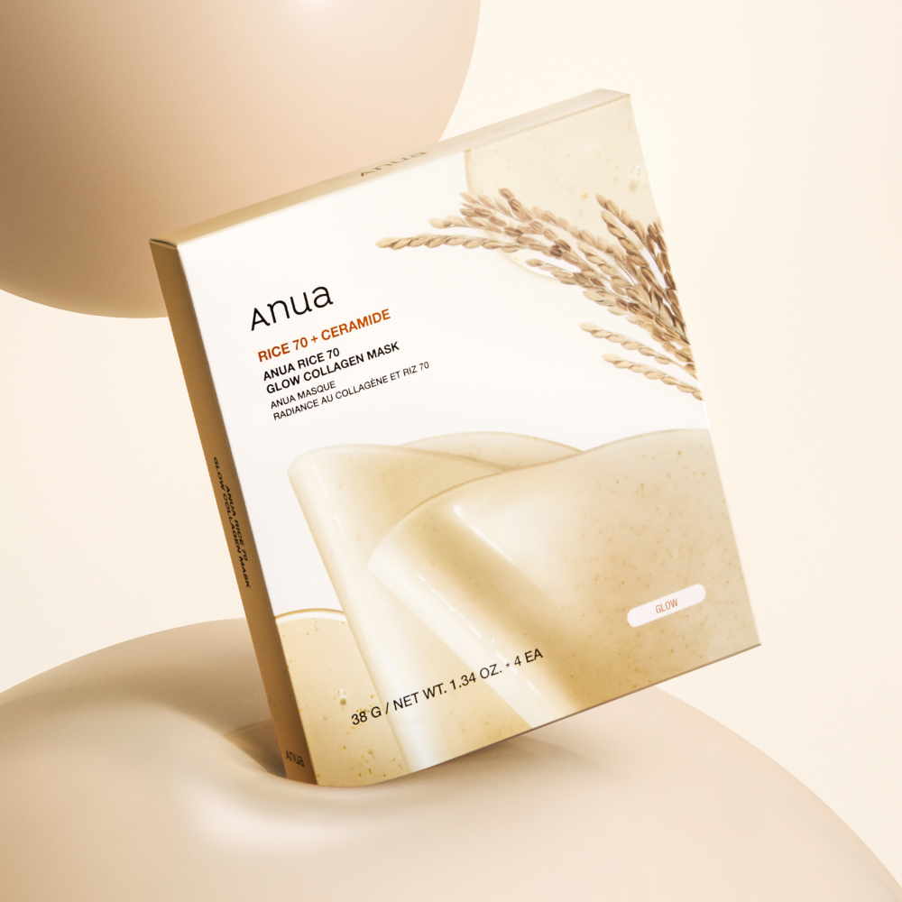 Anua Rice 70 Glow Collagen Mask – 38g x 4 Count| Brightening, Hydrating & Firming Sheet Mask Product image