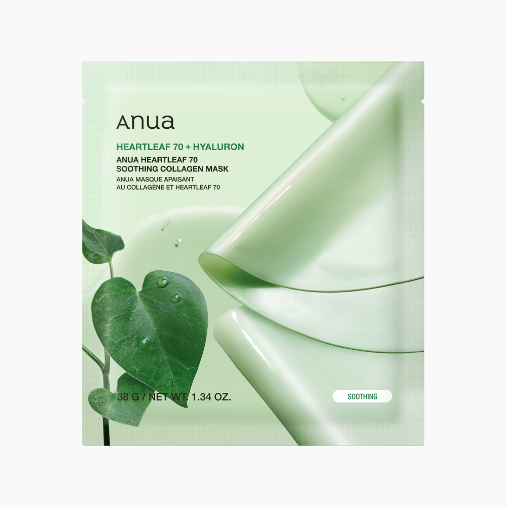 ANUA Heartleaf 70 Soothing Collagen Mask – 38g x 4 Count | Calming, Firming & Deep Moisture Care Product image