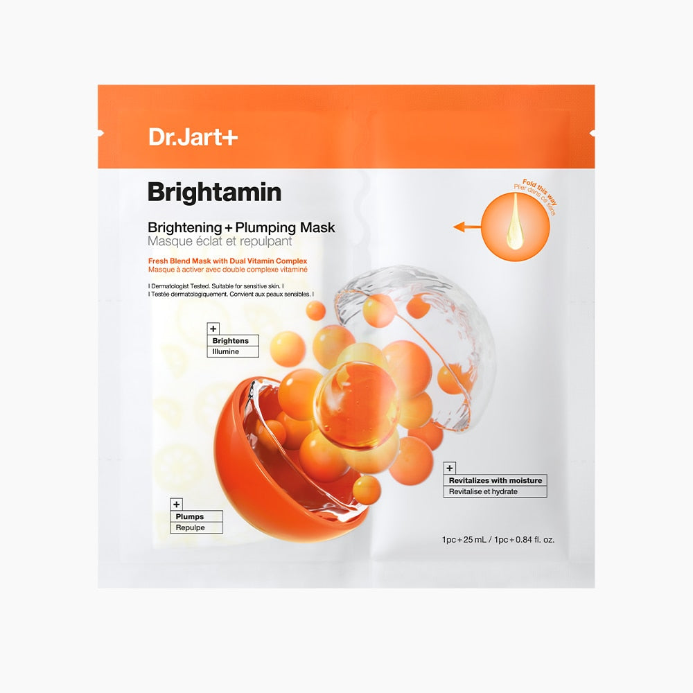 Dr.Jart+ Brightamin Brightening + Plumping Face Mask With Vitamin C – 25ml x 5 Count | Instant Radiance & Dark Spot Care Product image