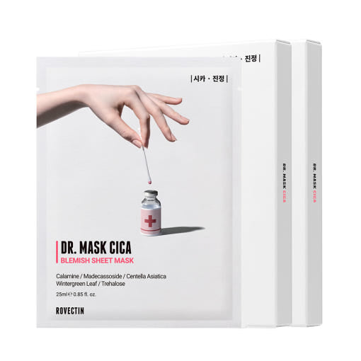 ROVECTIN Dr. Mask Cica – 25ml x 10 Sheets | Calm Irritation, Repair Barrier & Soothe Sensitive Skin Product image