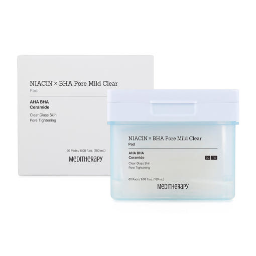 MEDITHERAPY Niacin X BHA Pore Mild Clear Pad 180ml 60 Count - Niacinamide Hydration BHA Exfoliation Pore Refining Product image