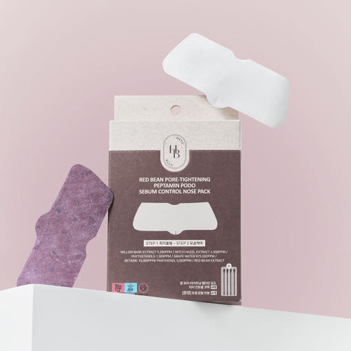HEVEBLUE Red Bean Pore-Tightening Peptamin Podo Sebum Control Nose Pack (4 Sheets) - Tightens Pores Sebum Control Product image
