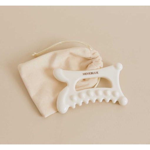 HEVEBLUE Natural White Clay Homecare Relaxing Gua Sha Ergonomic Tool For Face Neck Scalp Lifted Contour Tension Relief Product image