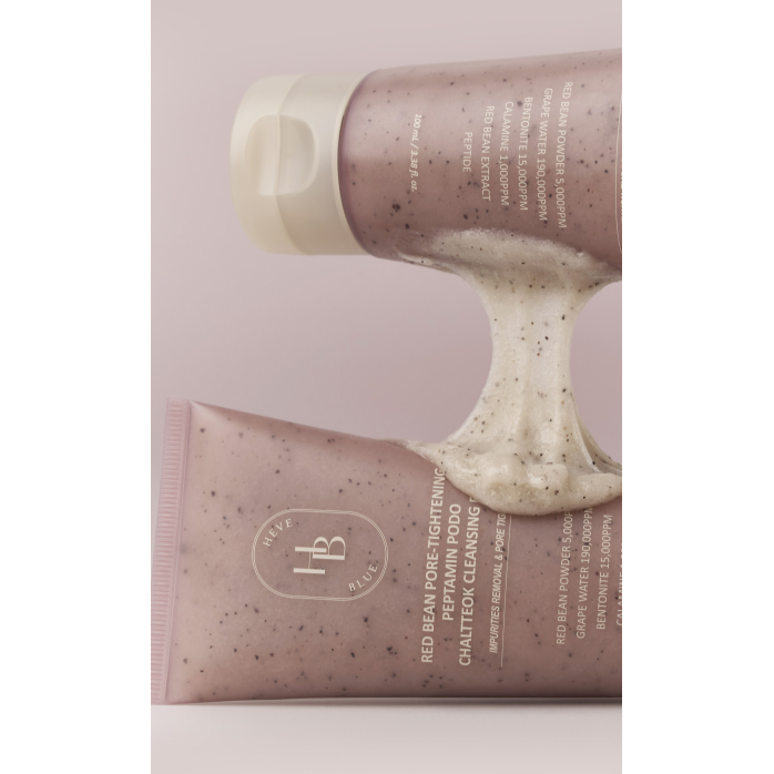 HEVEBLUE Red Bean Pore-Tightening Peptamin Podo Chaltteok Cleansing Foam 100ml For Hydrated Smooth Skin Product image