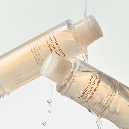 HEVEBLUE Salmon Caring Centella Toner 200ml Radiant Plump Skin Hydration Sebum Control Protection Product image