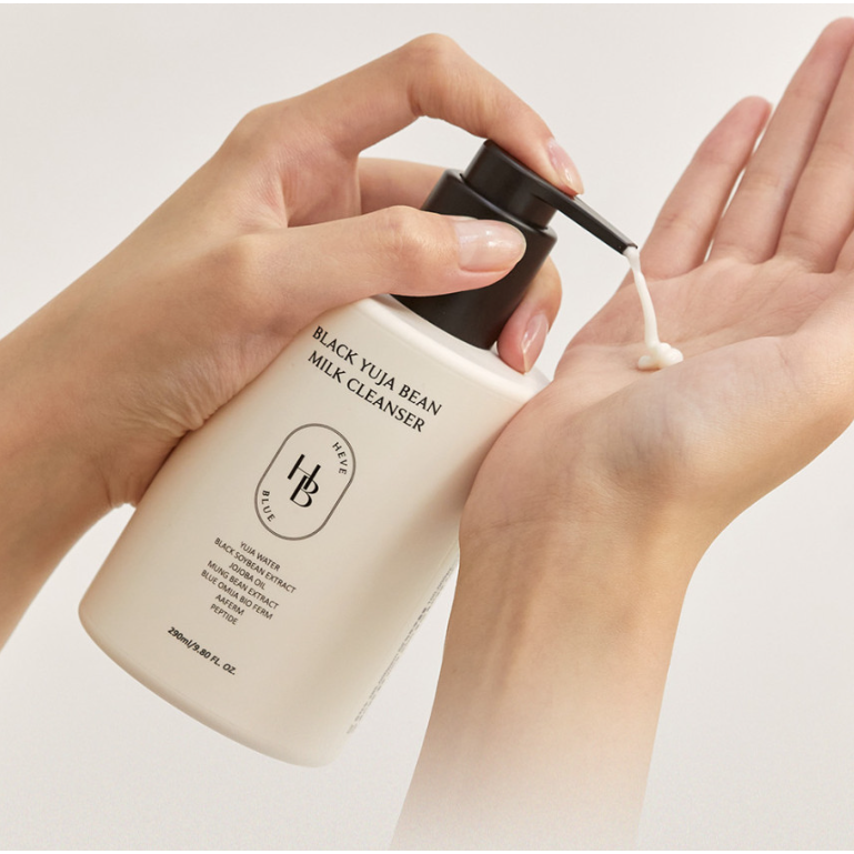 HEVEBLUE Black Yuja Bean Milk Cleanser 290ml Deep Hydration Brightening With Fermented Omija And Bean Actives Product image