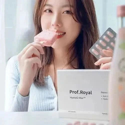 Prof.Royal HydraQ Max™ – 30 Capsules | Clinically Proven Anti-Aging Skin Supplement with Hyaluronic Acid, Ceramides & Collagen Prof.Royal HydraQ Max™ 30 Capsules - Glam Global UKProf.Royal