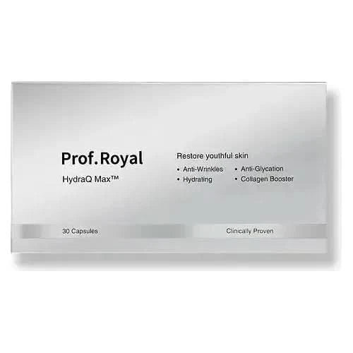Prof.Royal HydraQ Max™ – 30 Capsules | Clinically Proven Anti-Aging Skin Supplement with Hyaluronic Acid, Ceramides & Collagen Prof.Royal HydraQ Max™ 30 Capsules - Glam Global UKProf.Royal