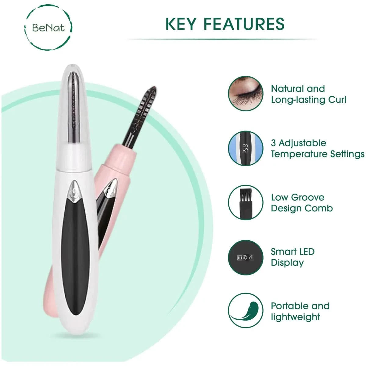 Rechargeable Electric Eyelash Curler – Long-Lasting Natural Lash Curl | Gentle Heated Lash Lift Rechargeable Electric Eyelash Curler – Long - Lasting Natural Lash Curl - Glam Global UKGlam Global UK
