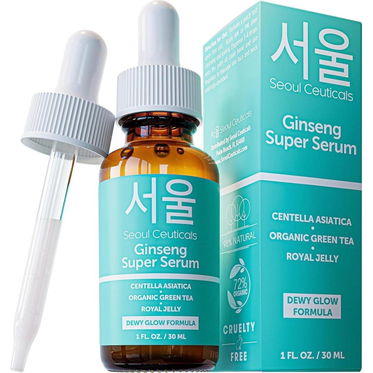 SeoulCeuticals Ginseng Super Serum – 30ml | Korean Antioxidant Serum with Green Tea SeoulCeuticals Ginseng Super Serum - with Green Tea + Centella + Royal Jelly - 30ml - Glam Global UKSeoulCeuticals