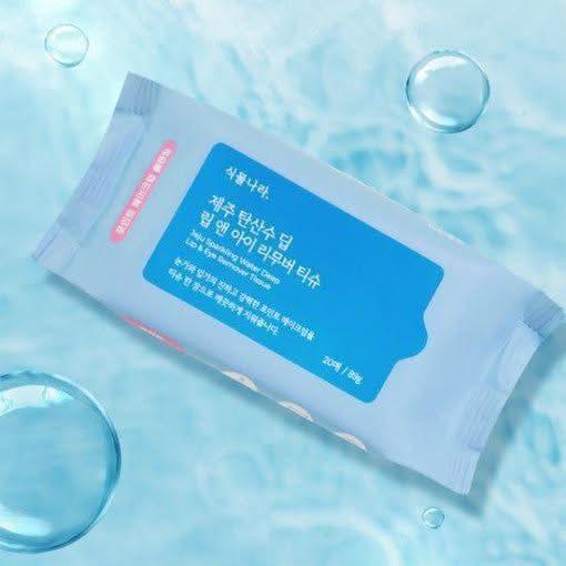 Shingmulnara Jeju Sparkling Water Lip & Eye Remover Tissue (20ea) – 89g | Big-Sized Oil-Based Wipes for Dark Makeup Removal Shingmulnara Jeju Sparkling Water Lip & Eye Remover Tissue (20ea) 89g - Glam Global UKShingmulnara