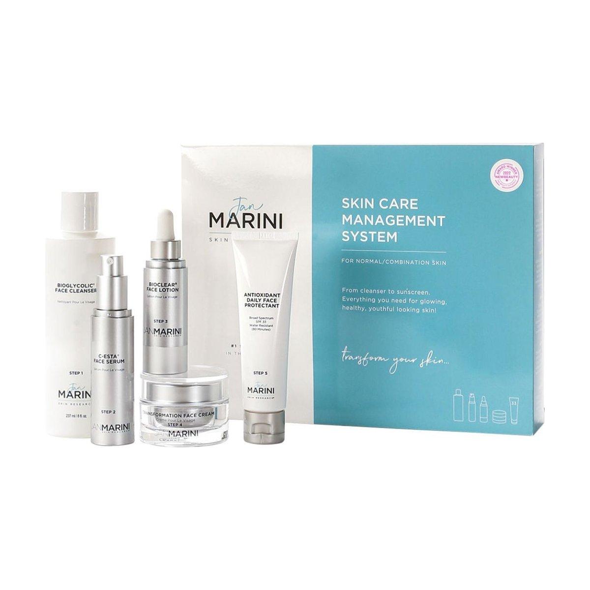 Jan Marini Skin Care Management System – Normal/Combination Skin | Award-Winning 5-Step Routine with SPF 33 Jan Marini Skin Care Management System for Normal/Combination Skin with Antioxidant Daily Face Protectant SPF 33 | Award - Winning Skincare - Glam Global UKJan Marini