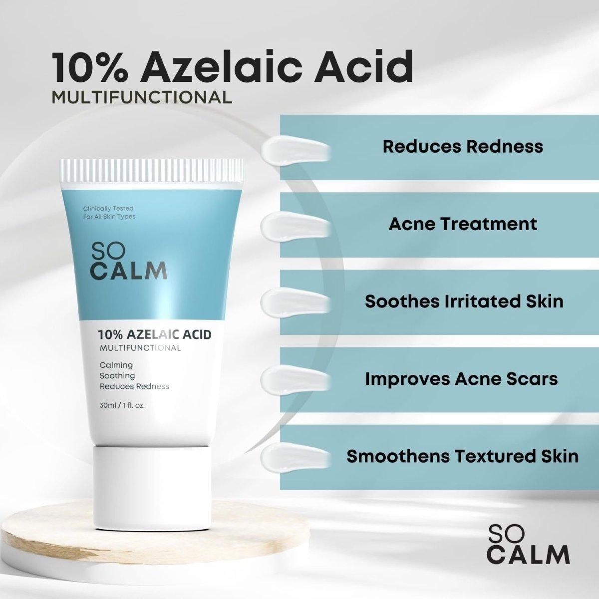 SoCalm 10% Azelaic Acid Cream – Rosacea Relief, Acne Treatment & Scar Improvement (1 fl oz / 30ml) SoCalm 10% Azelaic Acid 1 fl oz - 30 ml - Glam Global UKSoCalm