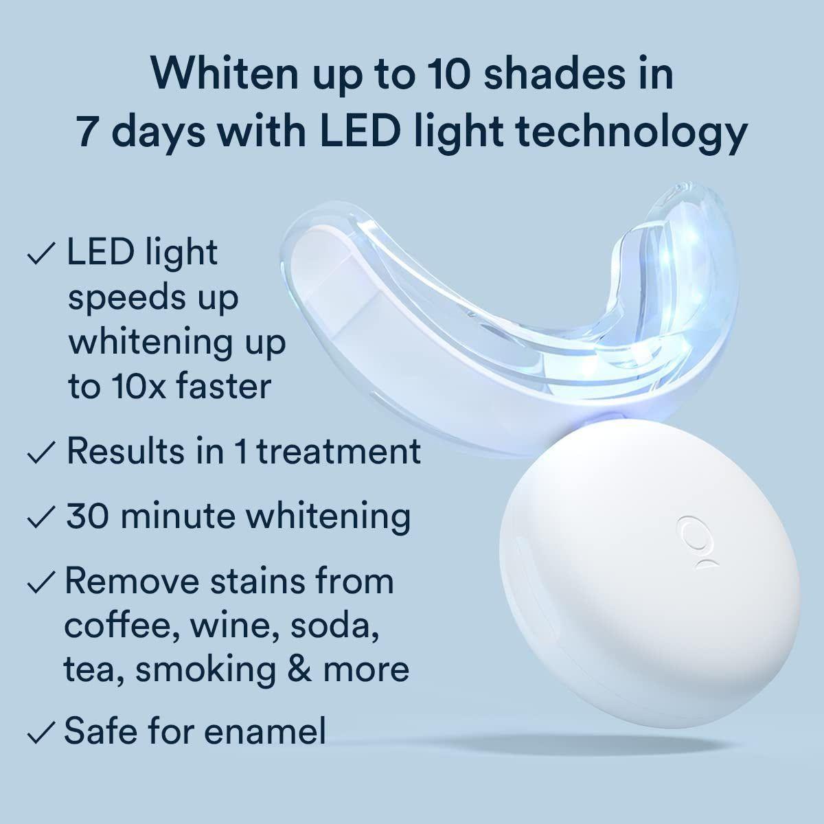Auraglow Teeth Whitening Kit – LED Accelerator Light & 35% Carbamide Peroxide Gel | 20+ Professional Whitening Treatments Auraglow Teeth Whitening Kit, LED Accelerator Light, 35% Carbamide Peroxide Teeth Whitening Gel, 20+ Whitening Treatments, (2) 5Ml Whitening Gel Syringes - Glam Global UKAuraglow