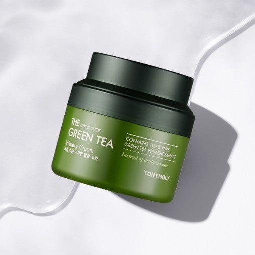 TONYMOLY THE CHOK CHOK Green Tea Watery Cream – 100ml | Moisture-Rich Cream for Sensitive Skin with Cheongtaejeon TONYMOLY THE CHOK CHOK Green Tea Watery Cream 100ml - Glam Global UKTONYMOLY