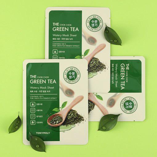 TONYMOLY The Chok Chok Green Tea Watery Mask Sheet – 20g x 10ea | Soothing, Hydrating Sheet Masks with 100% Green Tea Extract TONYMOLY The Chok Chok Green Tea Watery Mask Sheet 20g X 10ea - Glam Global UKTONYMOLY