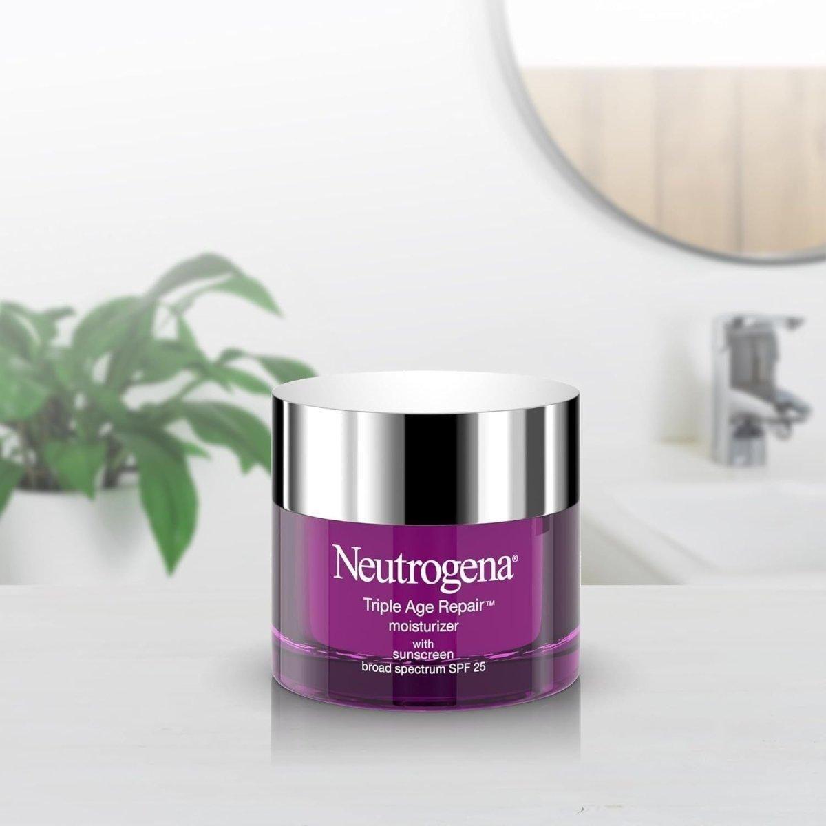 Neutrogena Triple Age Repair Anti-Aging Daily Facial Moisturizer – 50ml | SPF 25, Wrinkle-Fighting & Firming Cream Neutrogena Triple Age Repair Anti - Aging Daily Facial Moisturizer - 50ml - Glam Global UKNeutrogena