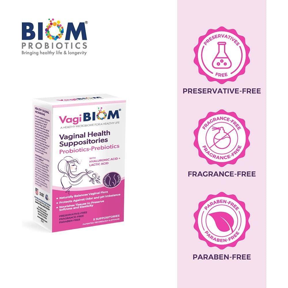 Vagibiom Lactobacillus Vaginal Suppository – 5 Count | Microbiome Balance, pH Support & Soothing Relief Vagibiom Lactobacillus Vaginal Suppository - 5 Count - Glam Global UKVagibiom