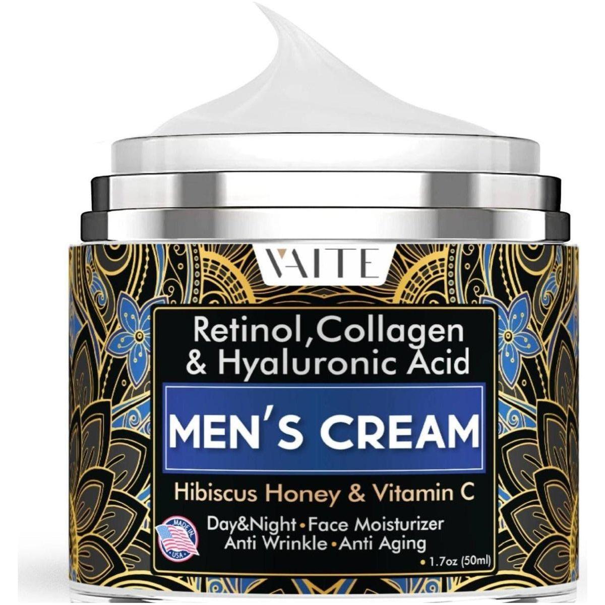 VAITE Retinol, Collagen & Hyaluronic Men’s Cream – 50ml | Anti-Aging Moisturiser for Men with Eye Bag & Wrinkle Care VAITE Retinol, Collagen and Hyaluronic Mens Cream - 50ml - Glam Global UKVaite