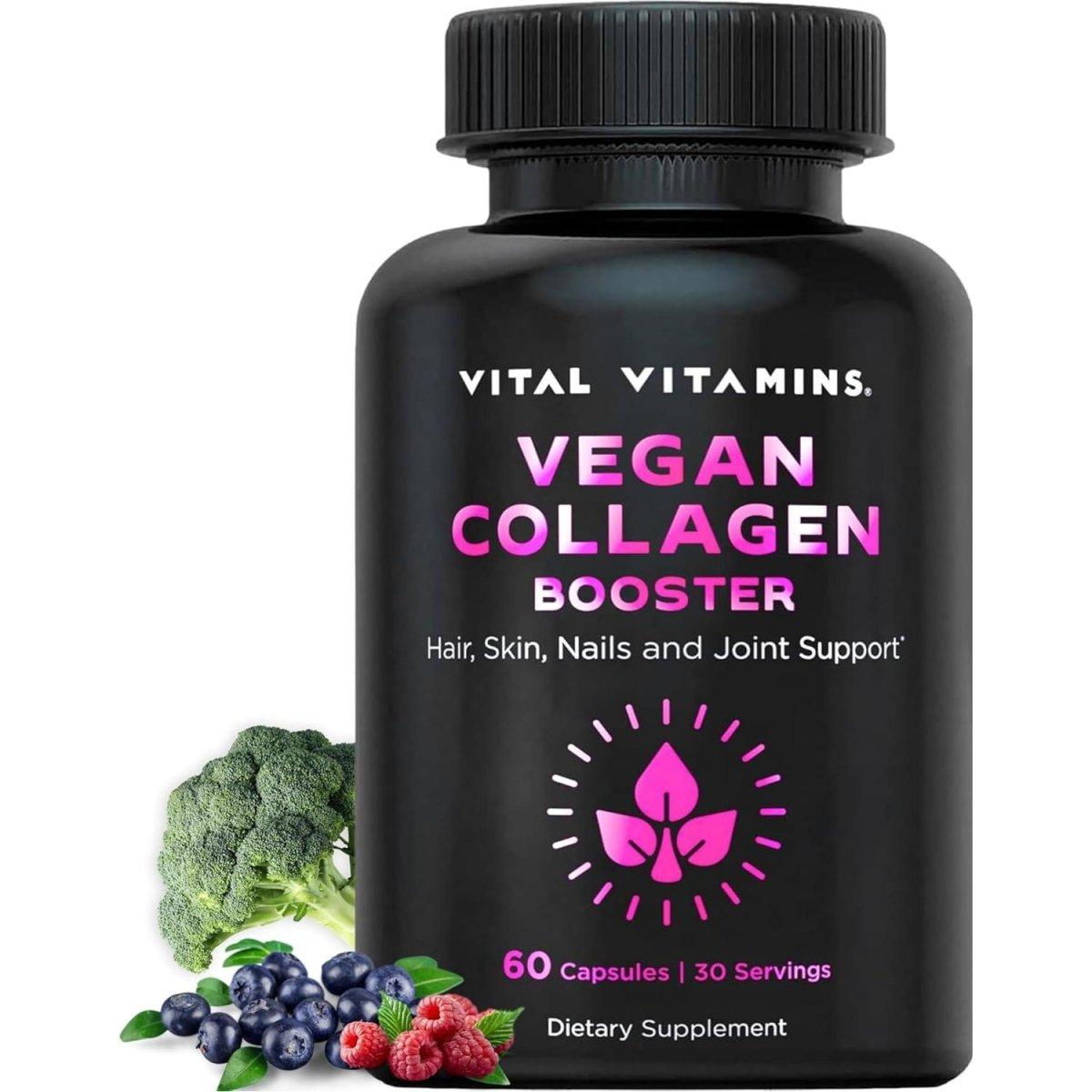 Vital Vitamins Vegan Collagen Booster – 60 Capsules | Plant-Based Beauty Support for Skin, Hair, Nails & Joints Vital Vitamins Vegan Collagen Booster - 60 Capsules | Plant - Based Hair, Skin & Nail Support - Glam Global UKVital Vitamins