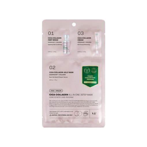 VT Cica Collagen All In One 3-Step Mask – 1.5g + 24g + 1.5g | Firming, Hydrating & Pore-Tightening Treatment VT Cica Collagen All In One 3step Mask 1.5g+24g+1.5g - Glam Global UKVT