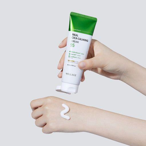 WELLAGE Real Cica Calming 95 Cream – 80ml | Soothing, Strengthening & Hydrating Face Moisturizer WELLAGE Real Cica Calming 95 Cream 80ml - Glam Global UKWELLAGE